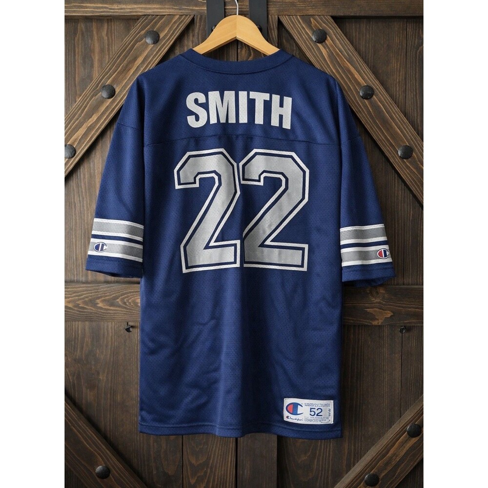 Vintage Champion NFL Dallas Cowboys Emmitt Smith 22 Blue Jersey Football Size 52